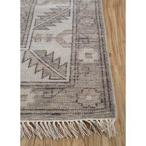 Tapis en laine noué à la main Erbe AKWL-1276, motif médaillon gris et noir, puzzle rectangulaire pour salon, couloir, 9x12 rectangulaire - Product Image 4