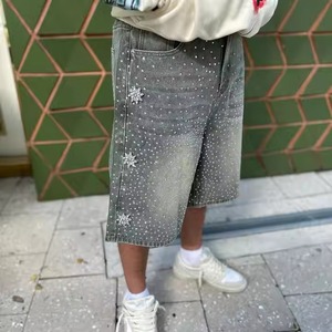 Pantalones cortos de mezclilla de verano personalizados al por mayor para hombre, pantalones vaqueros ajustados de cintura media de alta calidad con decoración de botones, estilo recto - Product Image 3