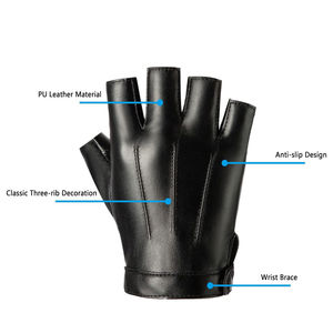 Guantes de Gimnasio, Envío Inmediato, Negros, Personalizados, Deportivos, de Entrenamiento, Protectores, Resistentes, de Seguridad, con Nudillos Duros, Tácticos, de Cuero, Medios Dedos - Product Image 6