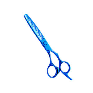 Ciseaux amincissants de coiffeur manche en acier enduit bleu ciseaux de coupe de cheveux de Salon lame tranchante repose-doigt outil de coiffure élégant - Product Image 5