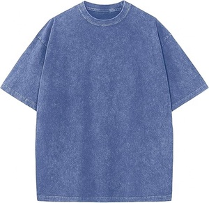 T-shirt vintage pour homme, coupe oversize, en coton épais, délavé à l'acide, style usé, coupe ample, streetwear hip-hop - Product Image 1