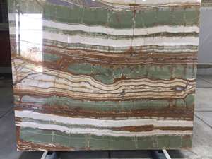 Pierres d'onyx vertes ondulées, marbre naturel transparent pour la décoration, dalles et carreaux, panneaux de sol et de mur polis - Product Image 2