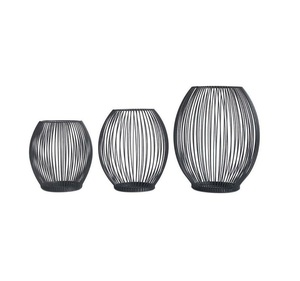 Premium <b>Set</b> of 2 Black Antique Design Wire Candle <b>Lanterns</b> Toptable Decorative Christmas Decoration Black Metal Bulk Hot Sale - Product Image 6