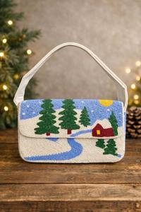 Bolso Bandolera Unisex de Lujo, Cuadrado, de Cuero Vacuno Genuino, con Cuentas Hechas a Mano y Diseño de Rosa, Superventas - Product Image 6