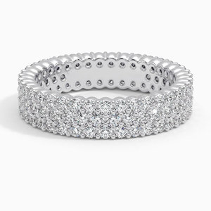 Élégant 10K Or Éternité Mariage Bague De Fiançailles De Mariée Lab Grown Diamants Coupe Ronde Triple Rangée Micro Pave Réglage pour les Fêtes - Product Image 6