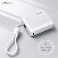Smile Link - Batería Externa Inteligente de 10000 mAh con Carga Rápida de 22.5W PD, Cable Integrado, Batería de 10k, Nueva