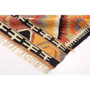 Alfombra Turca Vintage de Lana 4.9x7.5 pies (150x229 cm) con Diseño de Parches Naranjas y Base de Látex - Product Image 5