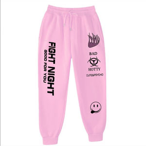Pantalones de chándal con estampado de letras Pantalones de chándal sueltos de cintura alta Pantalones holgados de NOCHE DE LUCHA Mujeres Joggers Harajuku pantalones de hombre, lavado - Product Image 3