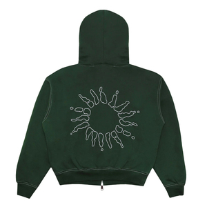 เสื้อฮู้ดดี้ทรงบาน ยูนิเซ็กซ์ ผ้าฝ้าย 100% ปักลายเพชร แต่งแบบดิสเทรส ล้างสี เทคนิคการปักเพชร เสื้อฮู้ดดี้โอเวอร์ไซส์ ยูนิเซ็กซ์ - Product Image 2