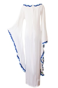 Ropa de mujer de alta calidad de talla grande TRADICIONAL MEXICANO bordado blanco invierno manga larga señoras mariposa manga Maxi - Product Image 6