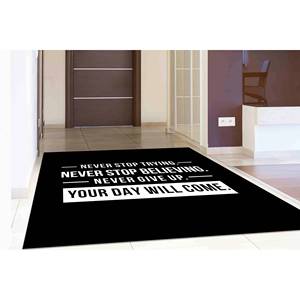 Tapis avec citation inspirante : Décoration noire moderne, tapis imprimé, tapis à poils doux - Product Image 3