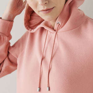 Sudadera con capucha teñida lisa con logotipo bordado personalizado para mujer, Sudadera con capucha ligera de manga larga para mujer - Product Image 3