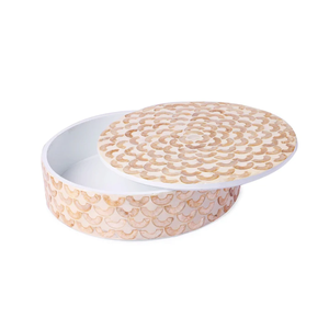 Handcrafted new item modern Mother of pearl round <b>box</b> <b>floral</b> design round jewelry <b>box</b> wholesale price from Vietnam - Product Image 2