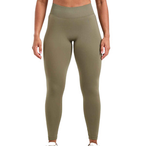 Pantalones de yoga ajustados de punto de cintura media personalizados de alta calidad, mallas informales sólidas sin costuras, Spandex/nailon, transpirable, de secado rápido para - Product Image 5