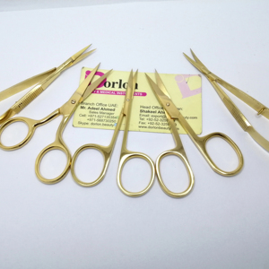Professionnel brillant plaqué or petits ciseaux de manucure en acier inoxydable lame incurvée pointue soin des ongles fins Logo personnalisé Nail Art - Product Image 1