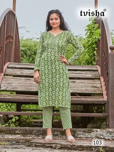 Inde Kurtis Long et droit pour femmes, imprimé couleur à manches longues imprimées femmes Kurtis - Product Image 3