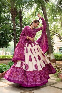ชุด lehenga choli ผ้าพันคอผ้าไหมทัสซาร์พิมพ์ลายสีไวน์ดีไซน์ใหม่ชุดปาร์ตี้งานแต่งงานแบบดั้งเดิมสไตล์อินเดียใต้ - Product Image 4