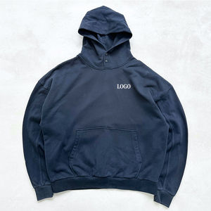 Sweat-shirts à capuche personnalisés pour hommes, vêtements en gros, haute qualité, 350 g/m², poids lourd, marque OEM, sweat-shirts à capuche personnalisés avec poche boutonnée - Product Image 2