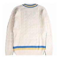 Pull en laine 100% coton à col en V brodé, manches longues, respirant, pour homme, avec logo personnalisé sur le devant et doublure en laine