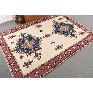 Vintage 0.6x9.5 ft Rug, <b>Runner</b> Turkish Rug, <b>Red</b> Blue Patchwork Rug - Product Image 2