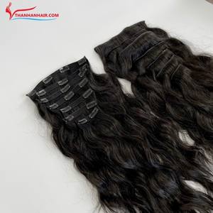 BEST SELLER Extensions de cheveux vietnamiennes à clipser 100% cheveux humains, cheveux raides naturels, couleur noire, faciles à utiliser, sans perte de cheveux, sans nœuds - Product Image 1