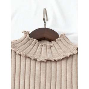 Women's Ruffle-Trim <b>Mock</b> <b>Neck</b> Knit Sweater-Breathable Print <b>Top</b> for Spring Summer & Fall - Product Image 6