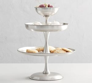 Support à gâteau en aluminium plaqué argent avec support à gâteau en métal à un niveau de grande qualité utilisé pour la fête d'anniversaire - Product Image 4