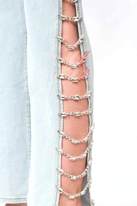 กางเกงยีนส์เอวสูงยืดได้2025เอวสูงกางเกงยีนส์ทรงแบ็กกี้ทรงคาร์โก้ลำลองสำหรับผู้หญิงกางเกงแฟชั่นมีหลายกระเป๋า - Product Image 3