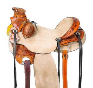 Juego de sillas de montar de cuero genuino de primera calidad, combinación perfecta para carreras de inglés de resistencia occidental para montar a caballo - Product Image 1