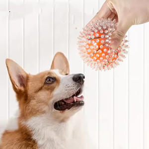 Gran oferta, bola masticable interactiva, juguete para perros, elástico, chirriante, limpieza de dientes puntiagudos, juguete de entrenamiento al aire libre hecho de silicona de goma duradera - Product Image 2
