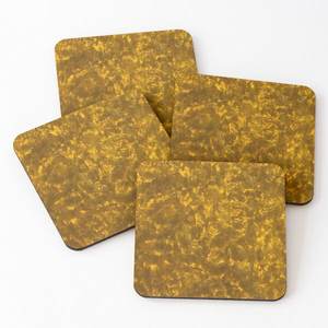 691 Mango Wood/Acacia Wood Over Printed Tea Serving Coasters 4 Pieces Set Tissue Box Mat Napkin Rings - Product Image 4