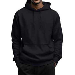 Regular Fit Hooded Sweatshirt Men Lightweight Autumn Solid Streetwear Fleece <b>Pullover</b> <b>Sweater</b> with Pockets - Product Image 3