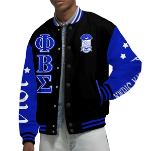 Phi Beta Sigma แจ็คเก็ตเลตเทอร์แมน1914สีฟ้าสีขาวเสื้อผ้าพี่น้องชาวกรีกแพทช์คลาสสิกเสื้อวิทยาลัย - Product Image 4
