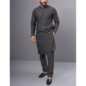 Hecho en fábrica Mangas completas Hombres Shalwar Kameez Producto de alta demanda Hombres teñidos lisos Shalwar Kameez a la venta - Product Image 5