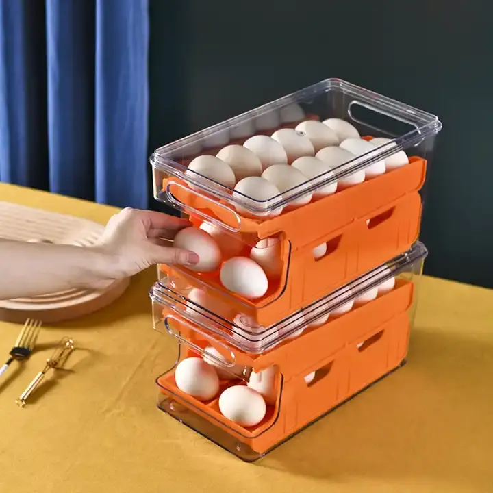 Automatischer Rolling 24 Egg Organizer für Kühlschrank Einfach zu nehmende Eier lagerung und Tablett Eier vorrats behälter mit Deckel
