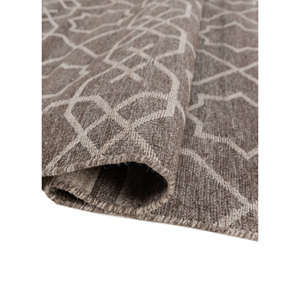 พรมขนสัตว์ทอแบบเรียบสีเทาดำ รุ่น Indusbar Sjwl-01 ลายเรขาคณิตนามธรรม รูปทรงสี่เหลี่ยมผืนผ้า พรมปูพื้นบ้าน พรมห้องตัวอย่าง - Product Image 1