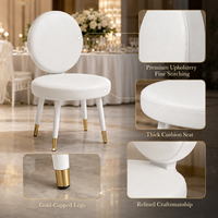 Chaises de banquet de mariage à dossier rond, en acier blanc et revêtement en velours blanc