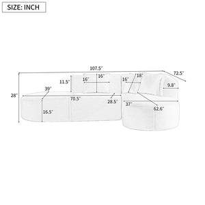 Sofá Seccional en Forma de L Comprimido, Sofá de Esquina sin Estructura, Sofá Chaise Longue Comprimido de 3 Plazas - Product Image 6