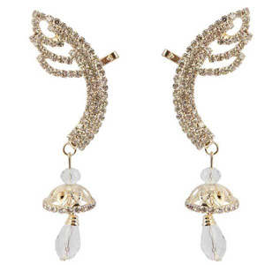 Tip Top Fashions Gold Plated Ear <b>Cuff</b> with White Austrian Stone 1303003 Fashion <b>Cuff</b> <b>Earrings</b> - Product Image 1