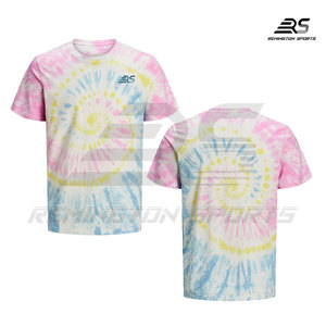 Precio al por mayor de los hombres de alta calidad Tie Dye camiseta Streetwear diseño de los hombres de ajuste Regular de diseño personalizado Tie and Dye camiseta - Product Image 3