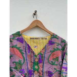 Kantha Suzani abrigo largo de invierno para mujer estilo bohemio bordado a mano prendas de vestir exteriores de algodón borde crudo impreso transpirable tamaño - Product Image 5