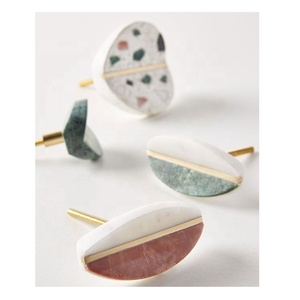 OEM Handmade Brass Wood Marble Knobs New Design Bedroom Furniture Semi-Precious Stone Crafts for Drawer <b>Wardrobe</b> Handle - Product Image 5