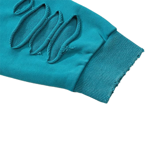 Sweat-shirt d'hiver surdimensionné pour hommes de luxe solide haute polaire Vintage soleil délavé brodé capuche en détresse sweat à capuche délavé au soleil - Product Image 2