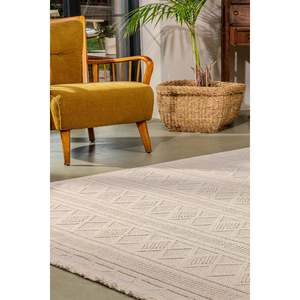 Alfombra de Área Netline Home, Duradera, de Fibra Sintética, Color Beige, Tejido Plano Kilim BR009, 80x150 cm, para Dormitorio, Estudio, Habitación Infantil - Product Image 2