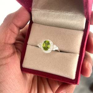 Anillo de racimo de lujo con certificación IGI de piedra de peridoto redonda Natural, regalo de cumpleaños de compromiso de Plata de Ley 925 - Product Image 6