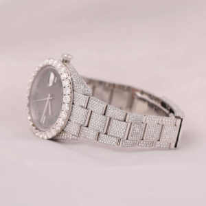 Reloj de pulsera Bling Trendsetters de alta calidad, esfera gris verde romana completamente helada, VVS Moissanite pantalla analógica, ventana de esfera de cristal - Product Image 2