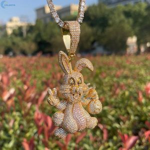 Lab Grown Diamond <b>Bunny</b> Pendant Iced Out Micro Pave Hip Hop Cartoon Rabbit <b>Necklace</b> Custom Bling Jewelry Wholesale Supplier - Product Image 4