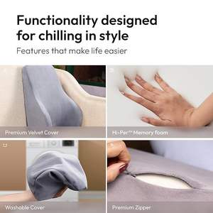 Cojín de Respaldo de Espuma Viscoelástica de Terciopelo Frido para Silla |   Soporte Lumbar Ergonómico Antideslizante, Extraíble y Lavable para Aliviar el Dolor de Espalda - Product Image 5