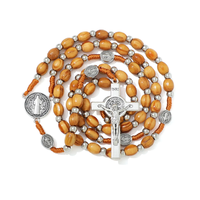Collier pendentif croix en pin naturel, chapelet catholique en bois, croix religieuse chrétienne, exorcisme, plaqué argent, cadeau