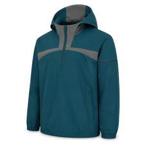 Chaqueta Cortavientos con Capucha para Hombre, Color Verde Azulado, Ligera, Resistente al Agua, de Poliéster y Spandex, con Media Cremallera, MOQ Bajo, para Senderismo - Product Image 3
